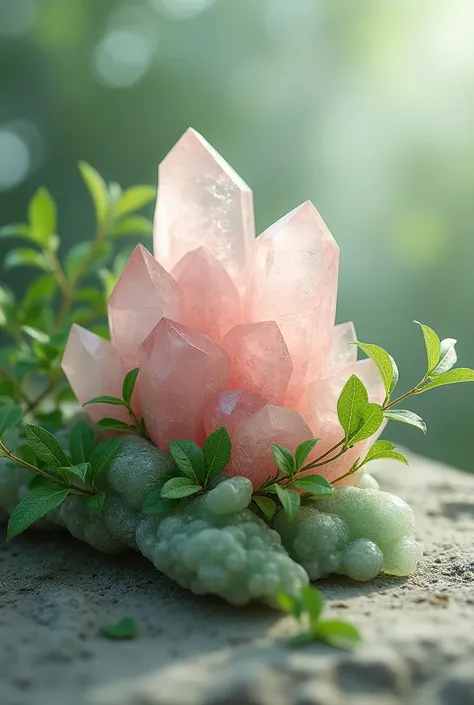 An image of rose quartz and gree
