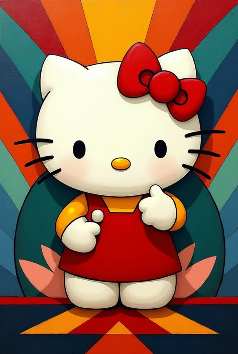 Hello Kitty in art deco style oil stiker format