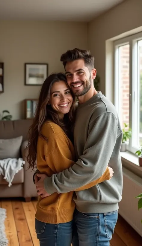 couple living together happily in their house