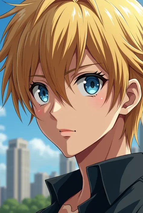 Blond haired male anime character realistic 