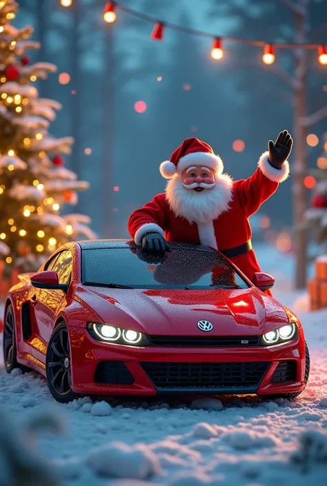 Volkswagen Corrado Red , Xmas , santa , Merry Christmas 