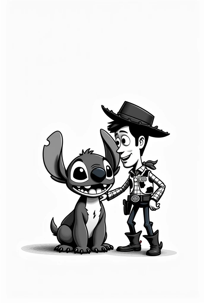 Character stitch with Woody SVG black.And white