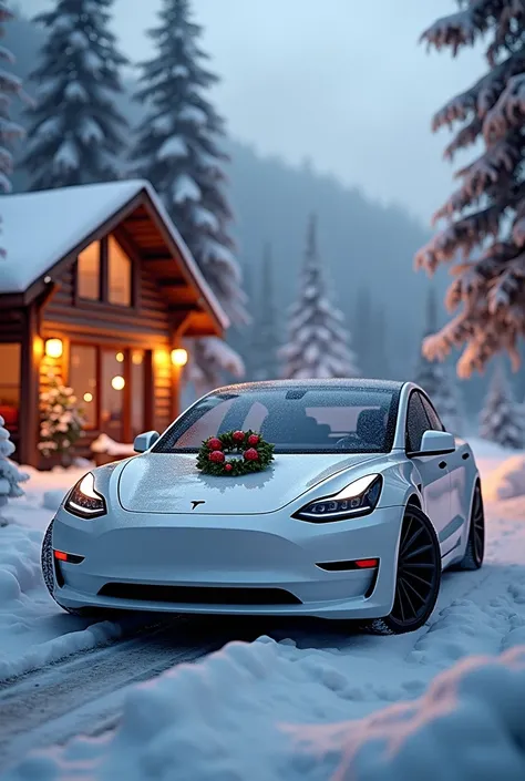 Christmas card with Tesla