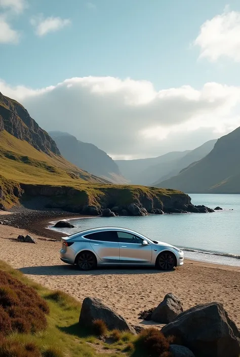 model 3 highland en la playa