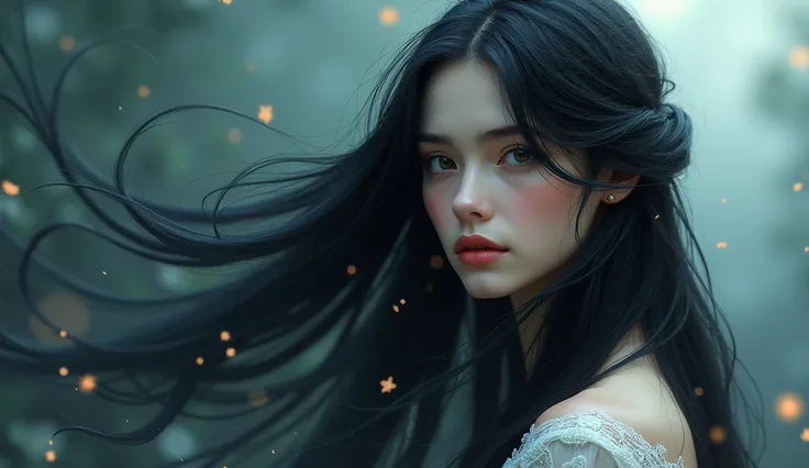 Create for me computer wallpaper images with beautiful girl named Thy black hair

