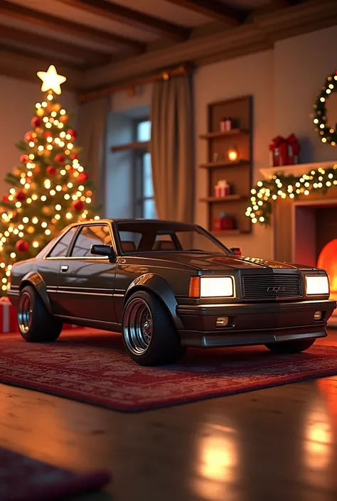 Chevrolet Vectra In The Room With Round Wheels,  Christmas tree and presents 