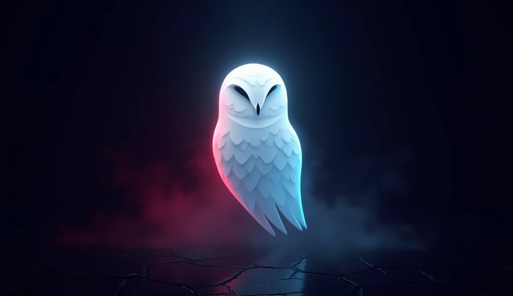 logo vetor Ghost Owl halloween white neon red and blue