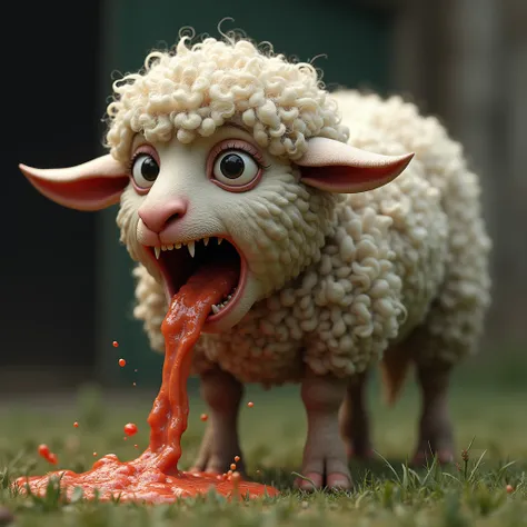 A sheep who vomits