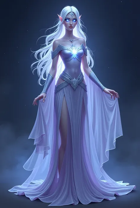 1. Luminari Elf – Starlight Oracle
Job/Profession: The Starlight Oracle interprets celestial patterns and guides kingdoms with prophetic visions. They channel star energy for healing and divination.
Appearance: Tall with ethereal silver skin and glowing wh...