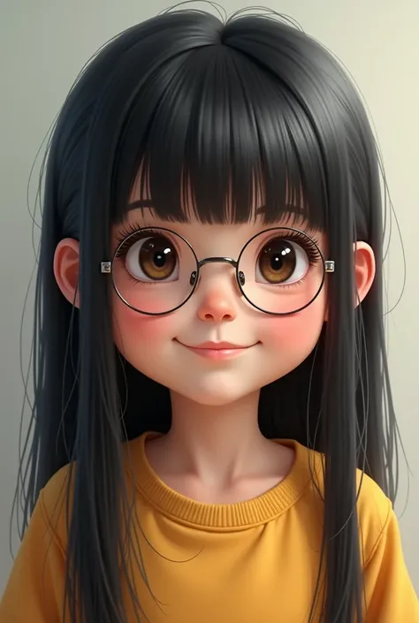  Now make the second boy with long straight black hair, with round glasses and more chubby 