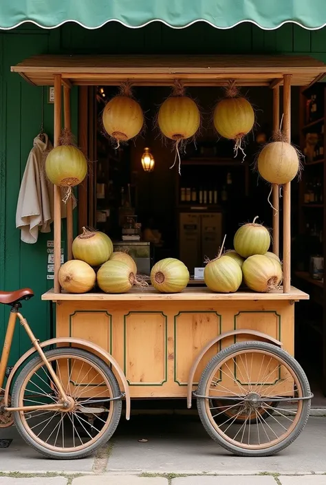 create a young coconut shopo called kemud basa with a cart containing a small place for toping young coconuts and others in front of it and inside the shop there are aesthetic tables and chairs to enjoy the young coconut