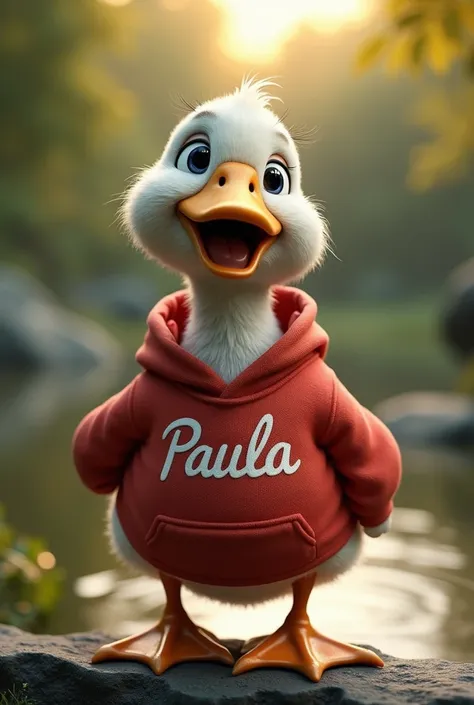 Realistic duck with sweatshirt that Paula wears