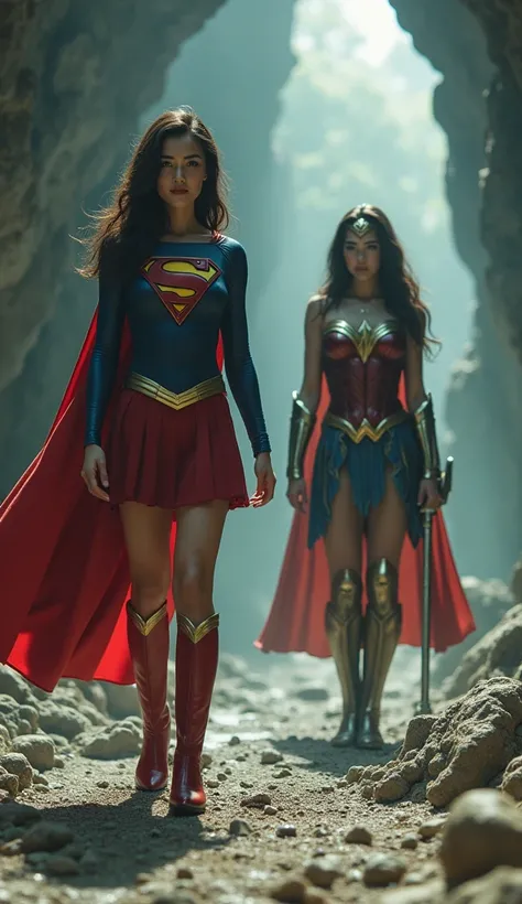  Japanese Supergirl and Wonder Woman Cursed by Medusa、 Wonder Woman and Supergirls Lower Bodies Are Petrified  
(((  Cursed by Medusa 。 Supergirl and Wonder Woman Have Part of Their Bodies Turned to Stone 、her outfit is also turned to stone :1.8)))
((( liv...