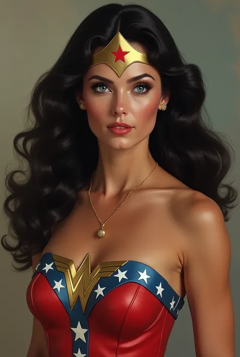 Lynda Carter Young as Wonder Woman, Very Hot with Blue Eyes 