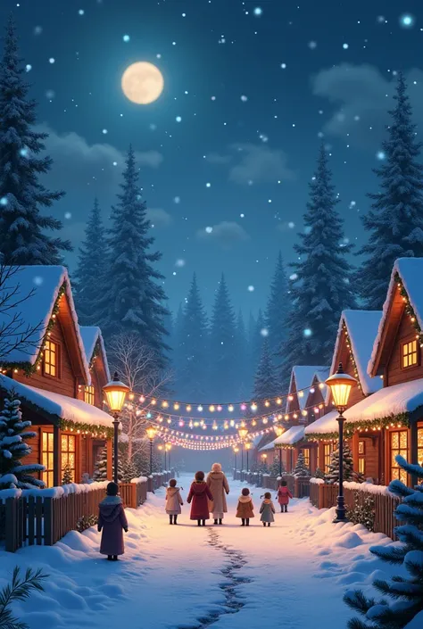 Christmas snow and Christmas lights 