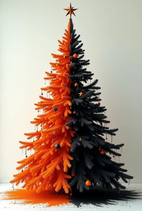 A Christmas tree half orange half black
that the image can be uploaded to Instagram