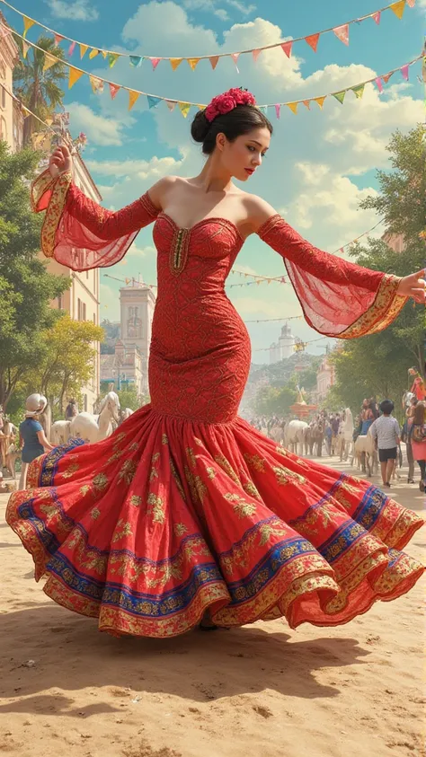 Create a captivating 16K UHD sketch of a mesmerizing flamenco breathtaking fascinating cutist one of a kind dancer, embodying elegance and charm. Picture a beautiful, enchanting woman with soft, realistic skin, gracefully posed in motion as she swirls in h...