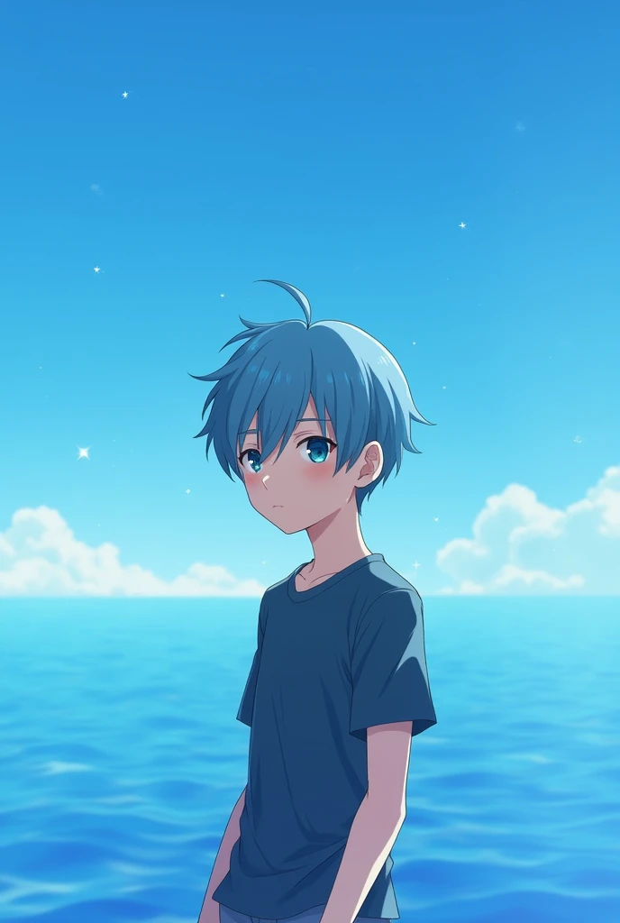 Blue background anime boy wall paper for mobile