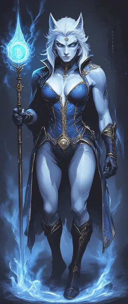 32. Nyssa Frostwhisper – Frost Summoner 

Job/Profession: 

 Nyssa is a frost summoner who commands the cold to summon snowstorms and ice creatures to do her bidding. 

Appearance: 

Gender: Female  

Species: Wolf, with fur that is ice blue and frosted wh...