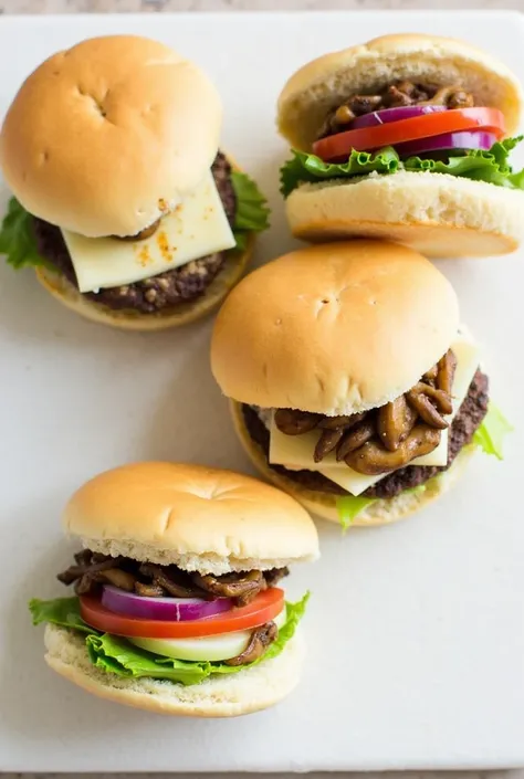 Step 3: Assembling the Burgers

Lightly toast the buns in the same skillet or on a grill.

Spread aioli or your favorite sauce on the bottom bun.

Place the patty with melted Swiss cheese on the bun.

Add the sautéed mushrooms on top of the cheese.

Layer ...