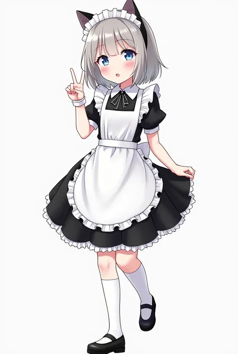 anime girl with blue eyes and a black and white dress, an anime drawing by Yuumei, pixiv, auto-destructive art, anime girl in a maid costume, gorgeous maid, cute anime waifu in a nice dress, loli in dress, maid outfit, anime cat girl in a maid costume, bea...