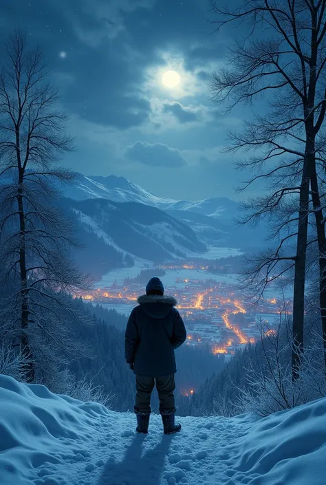 winter night background , First person,  high quality, Like a movie