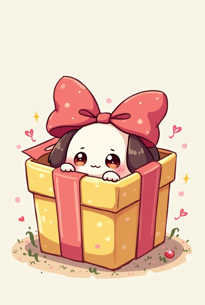  Generate chibi drawing of a character inside a gift box, Chibi anime style and cute 