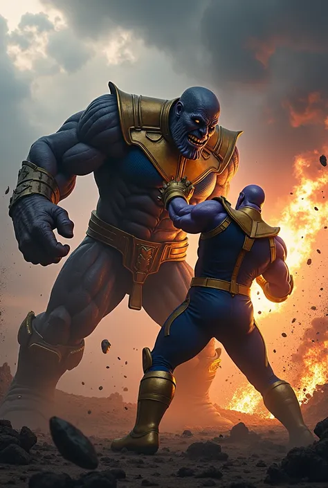 Monster versus Thanos fighting scene aggressive Roop Thanos monster ko mukka maarta hua 