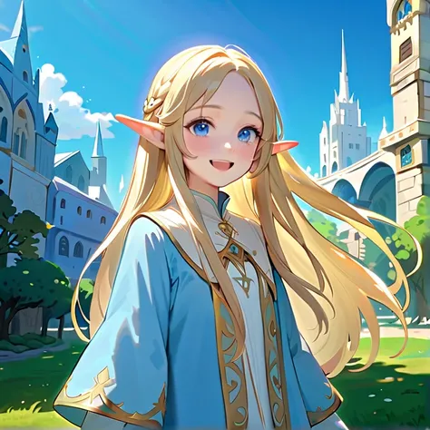 Masterpiece, HD, high resolution, best quality, high quality. High fantasy genre, Fantasy artwork.
{{(An Elf teenage princess of 160-years-old:(appearance: fair skin. Pale-golden messy long hair. Beautiful light-blue eyes. Absolute teenage. beautiful face....