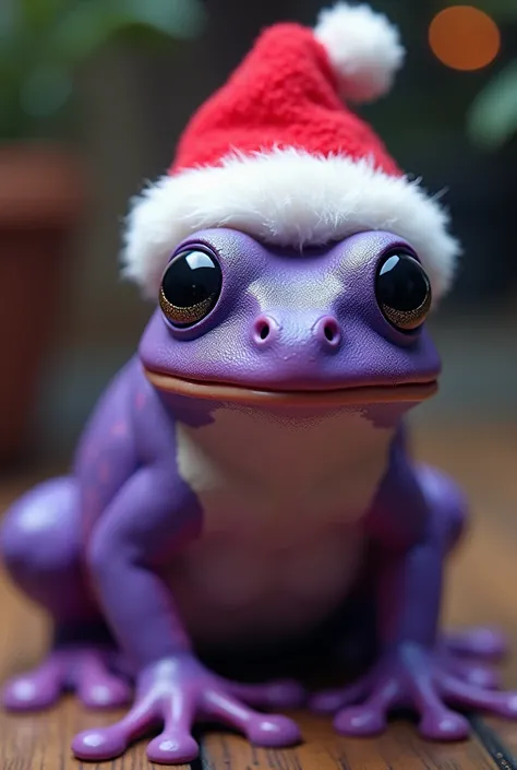 Purple pepe with santa hat