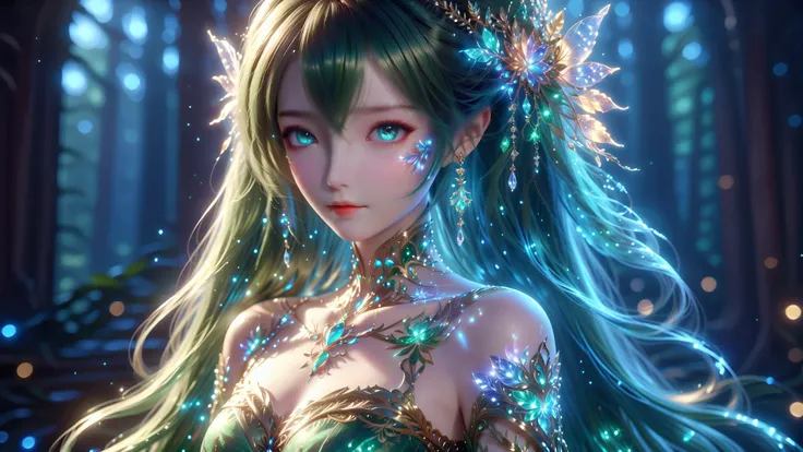 A Masterpiece In 32K Resolution, Supreme Quality, Super Detail, Official Art, Very High-Resolution 32K Wallpaper, Captivating Cinematic Lighting, Beautiful And Aesthetic, Ultra-Detailed Features, Awe-Inspiring Detail. A Stunning Fairy Girl With Flowing Eme...