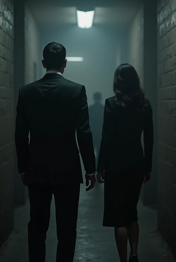 A man and a woman walked facing the pair, wearing a pair of black suits, seeing the suit behind the pair.
Black Hair Mafia Style Middle Size 4×4