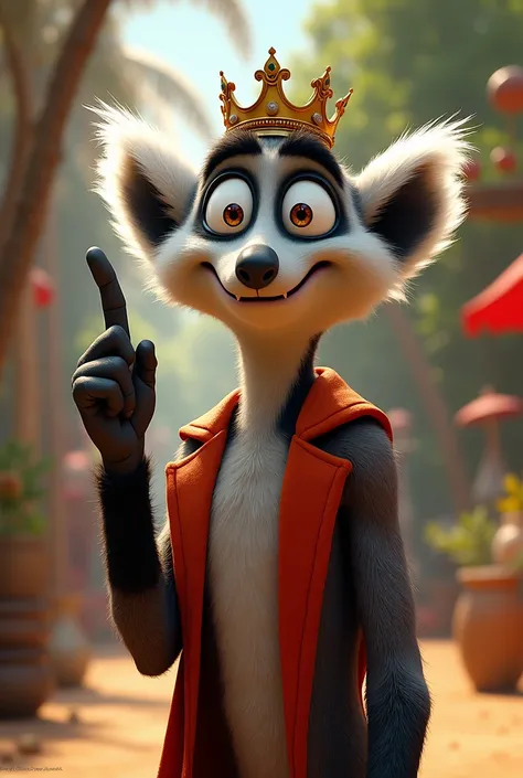 King Julien of Madagascar with only his middle finger up