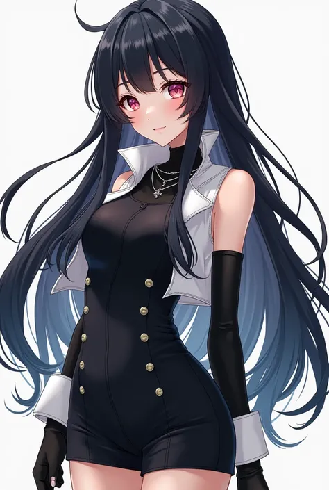 Anime Female Black Hair Long Wear Black Dress No Ad Sleeves Wear Black Shorts White Leather Wear Black Sleeve Heater 
