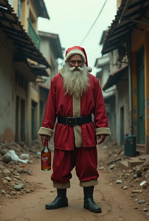 Drunk Santa Claus, Dirty clay , In the middle of the favela with a bottle of cachaça in hand