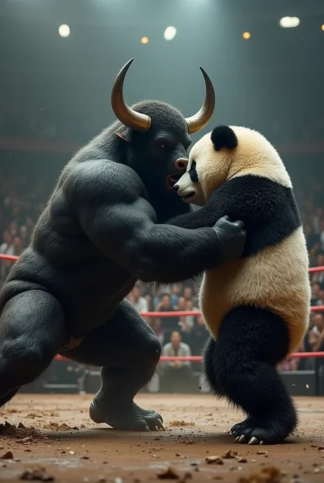 WWE wrestling between Black spain bull and panda 