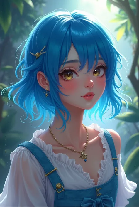 Teenage girl with blue hair 