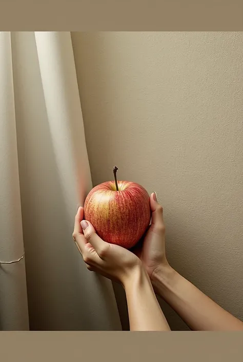 The red apple in the hand