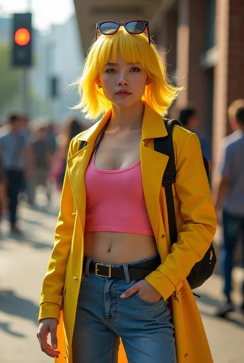 Photo realism the actress Lana Condor dressed like Jubilee, also known as Jubilation Lee, is a vibrant and iconic character from the X-Men universe. Here’s a quick overview of her appearance:

Hair: Jubilee is often depicted with bright yellow hair, which ...