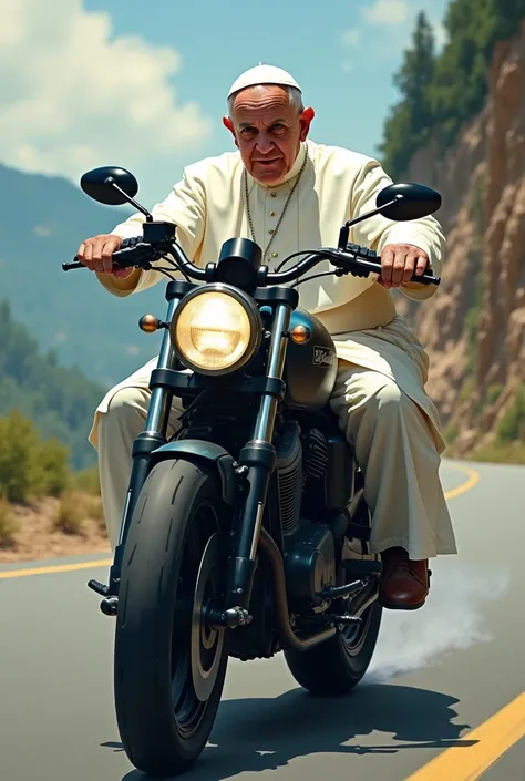 Pope Francis on a motorbike