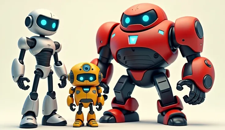 Characters:

#1: R1 (Leader): A sleek humanoid robot with a metallic silver body, glowing blue eyes, and a calming voice. He’s the strategist of the team.

#2: Bolt (Engineer): A chunky, yellow robot with tool arms and a gear-shaped head. Bolt is excitable...