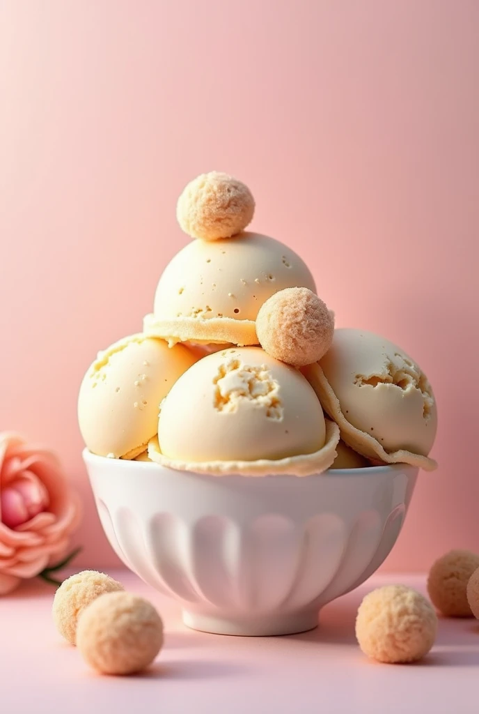 Its Injeolmi ice cream, but make ice cream with round Injeolmi mochi