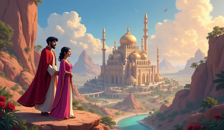 2. Prince Ali and Fatima working together, creating a new world.