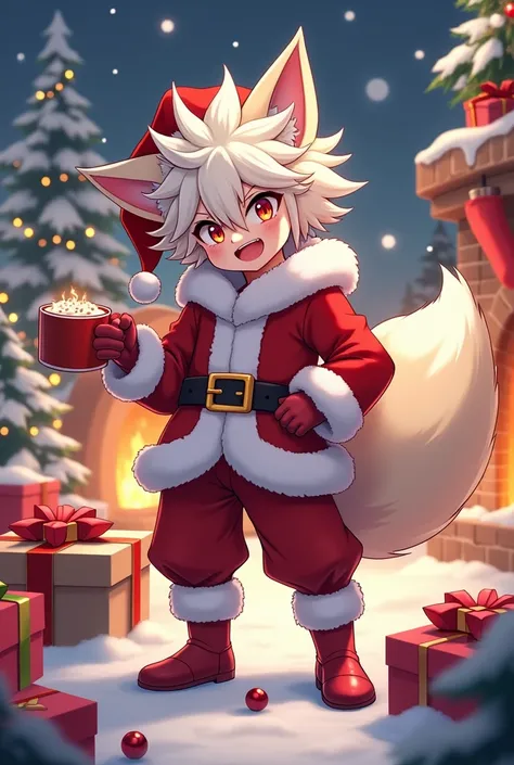 Create a merry Christmas image for my little brother with the anime character Ban from the 7 Deadly Sins. thank you 