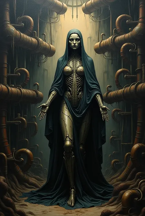 H.r.Oil painting by Giger 。 Blessed Virgin Mary。