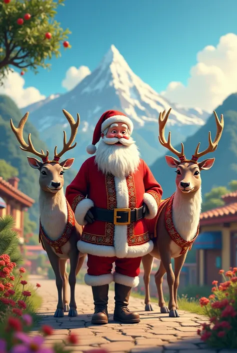 Image of Santa Claus and his reindeer in Ecuador 