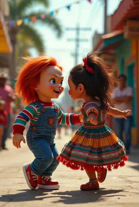 Zamba dancing with Chucky