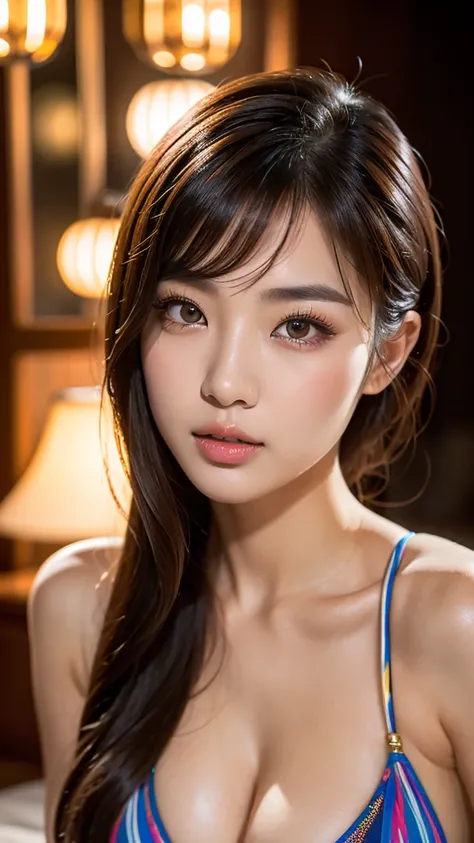 beautiful detailed eyes, beautiful detailed lips, extremely detailed eyes and face, long eyelashes, 1girl, sensual asian woman, indoor, night, transparent bikini, high quality, 8k, photorealistic, professional, detailed, studio lighting, vivid colors, warm...