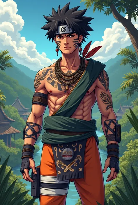 Make naruto look like he comes from the east sepik province of Papua New Guinea 🇵🇬 