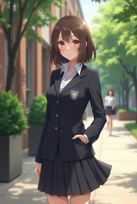 Girl with formal college uniform dress
